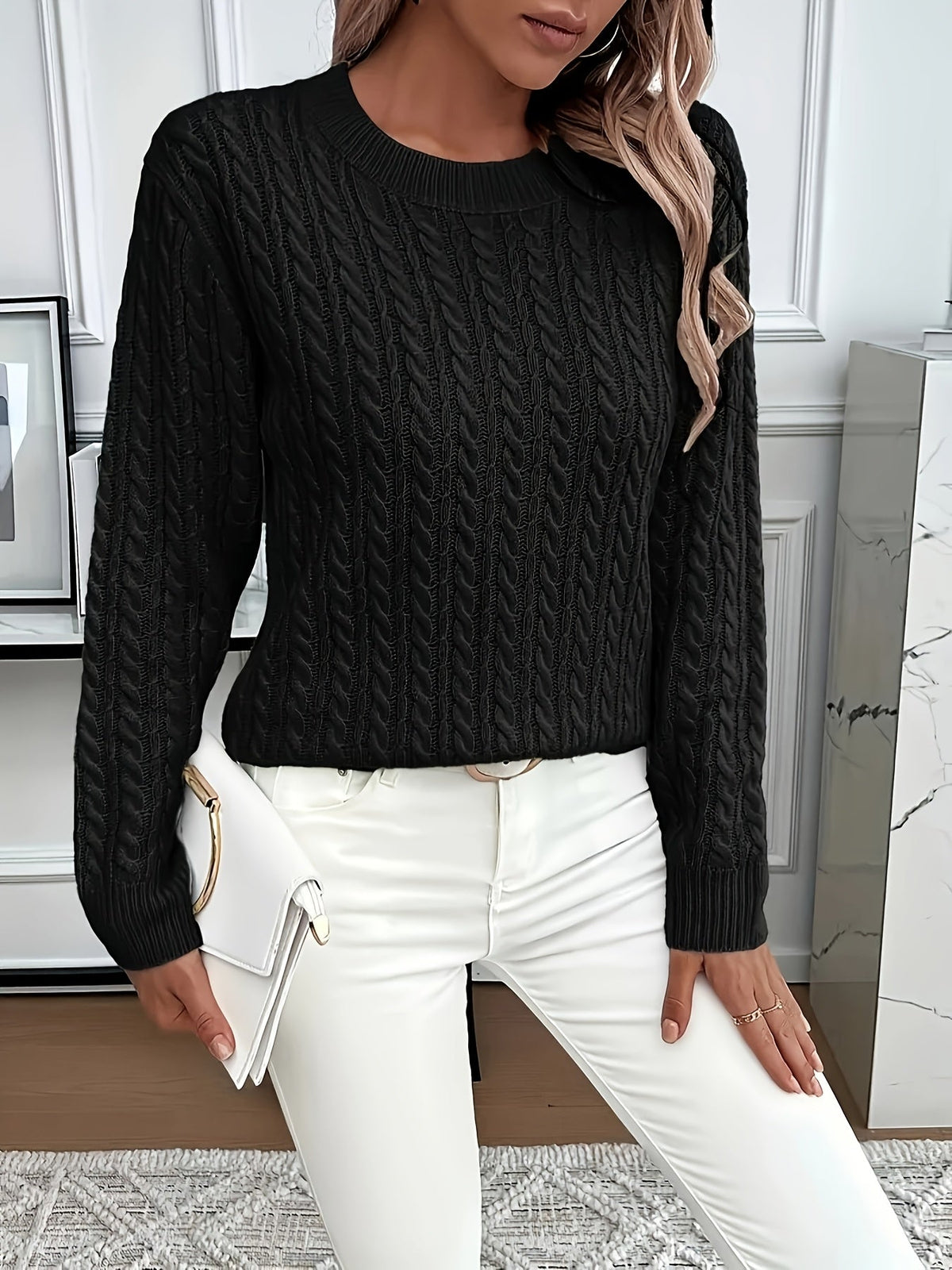 Women's Cable-Knit Relaxed Fit Sweater