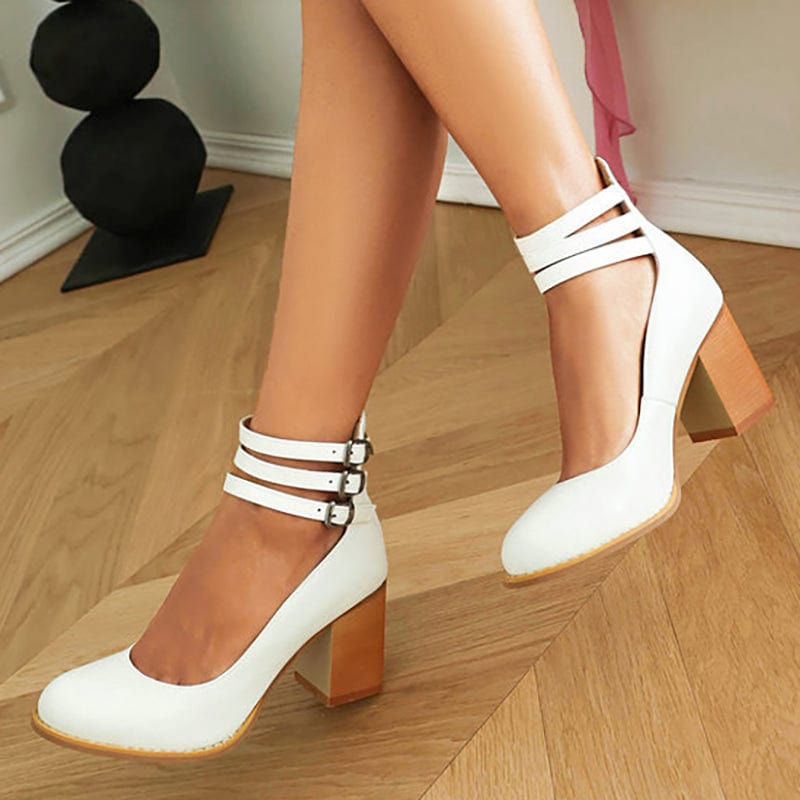 Women's Triple Buckle Block Heel Ankle Boots