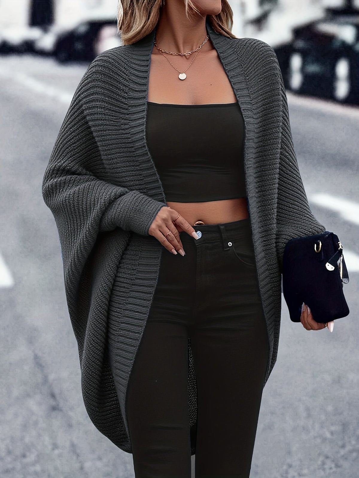Women's Longline Draped Christmas Cardigan