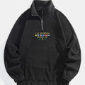 Women's Brushed Quarter-Zip Embroidered Sweatshirt - Black