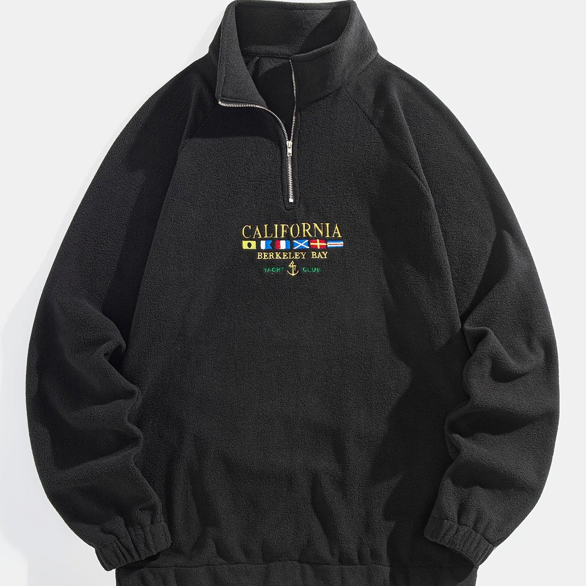 Women's Brushed Quarter-Zip Embroidered Sweatshirt - Black