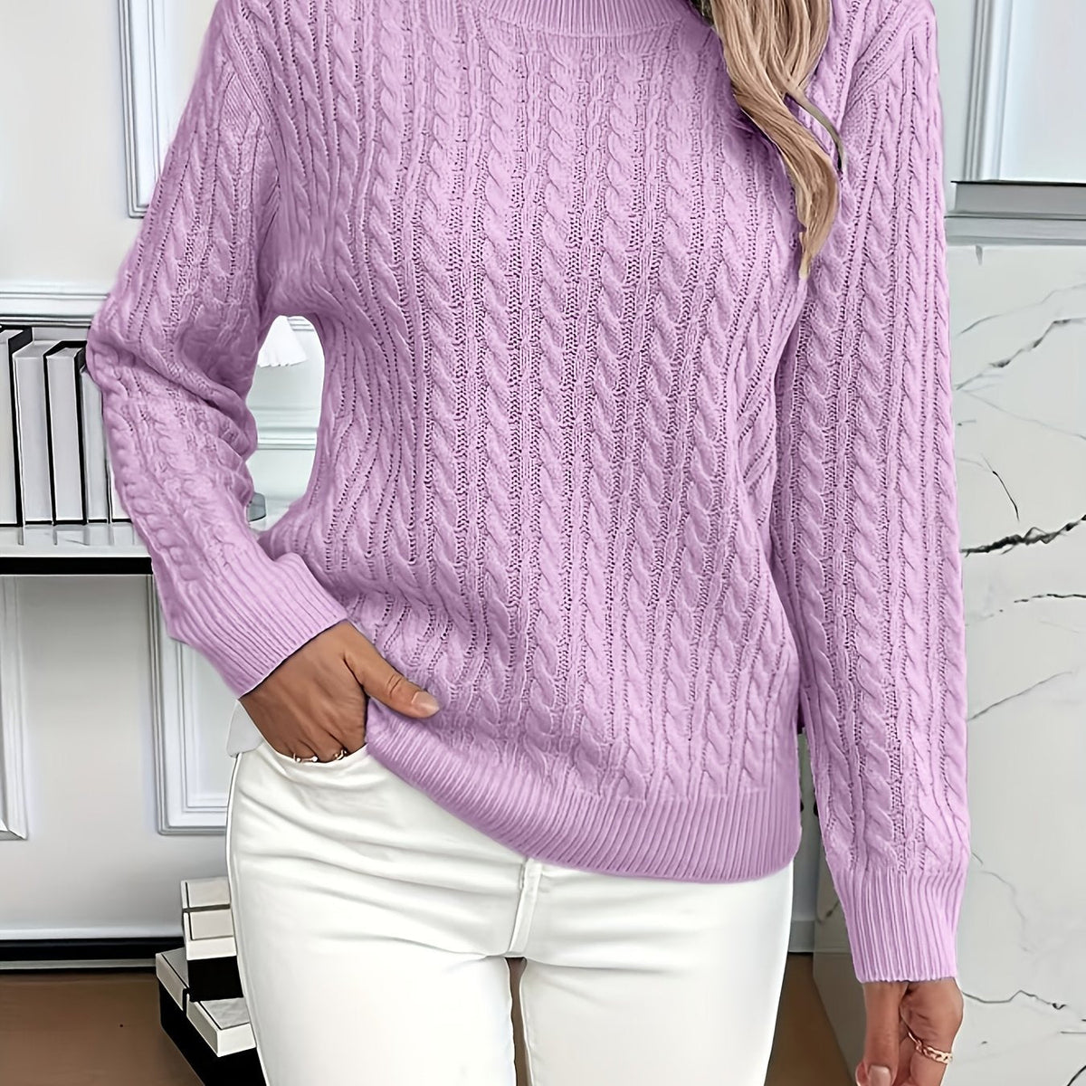 Women's Cable-Knit Relaxed Fit Sweater