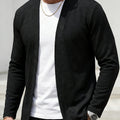 Men's Open-Front Textured Cardigan - Black
