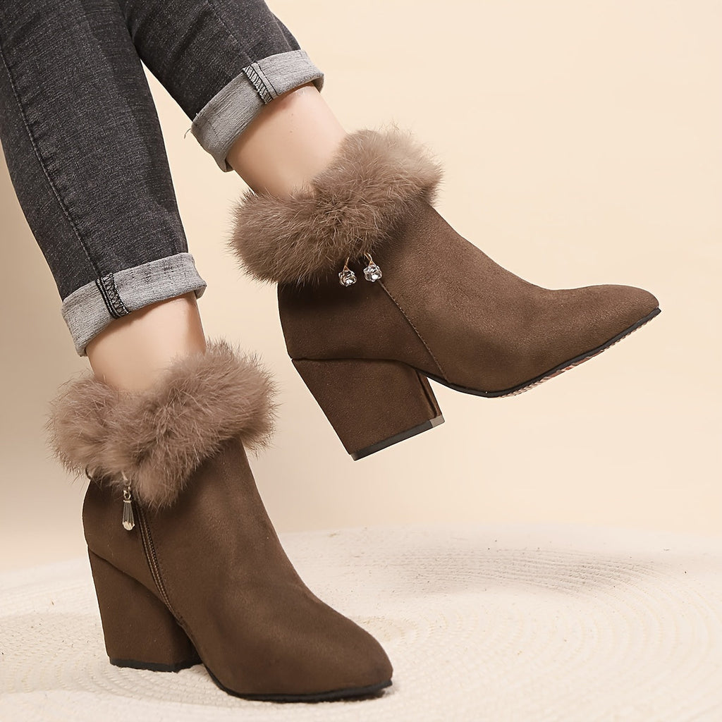 Women's Plush-Trim Pointed-Toe Ankle Boots