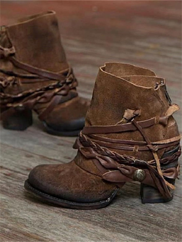 Women's Braided Lace-Up Ankle Boots