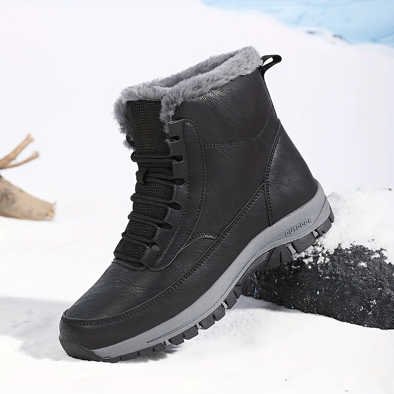 Men's Plush Lined Lace-Up Winter Boots