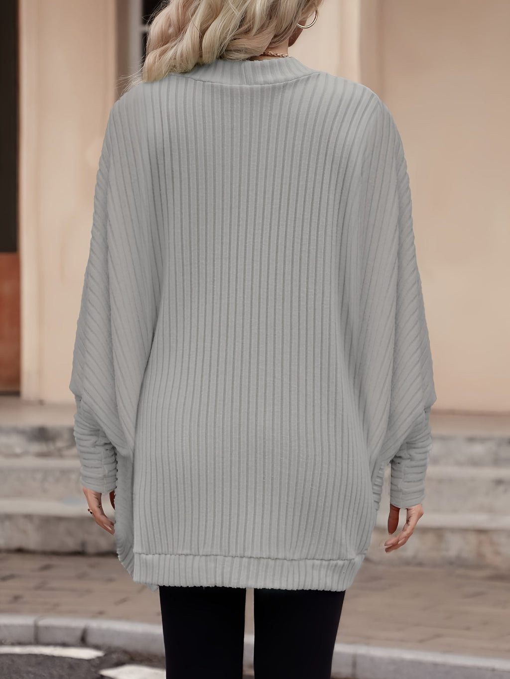 Women's Draped Open-Front Ribbed Cardigan
