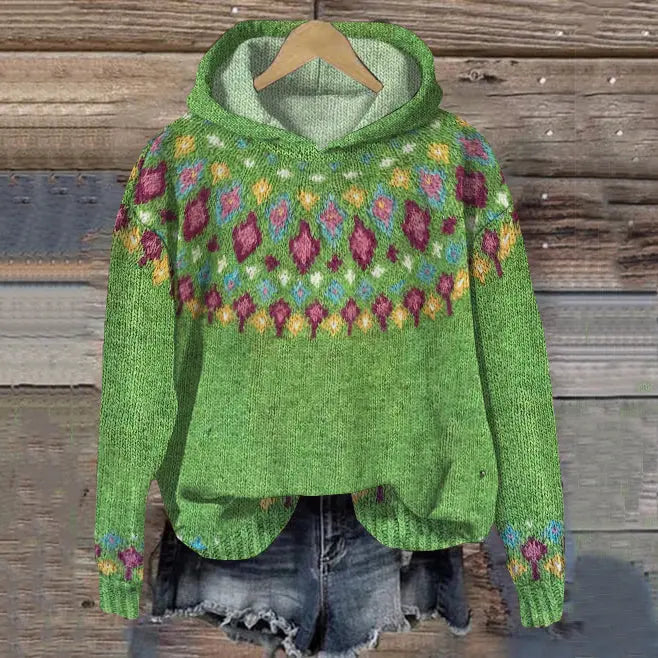 Women’s Oversized Fair Isle Hoodie Sweater
