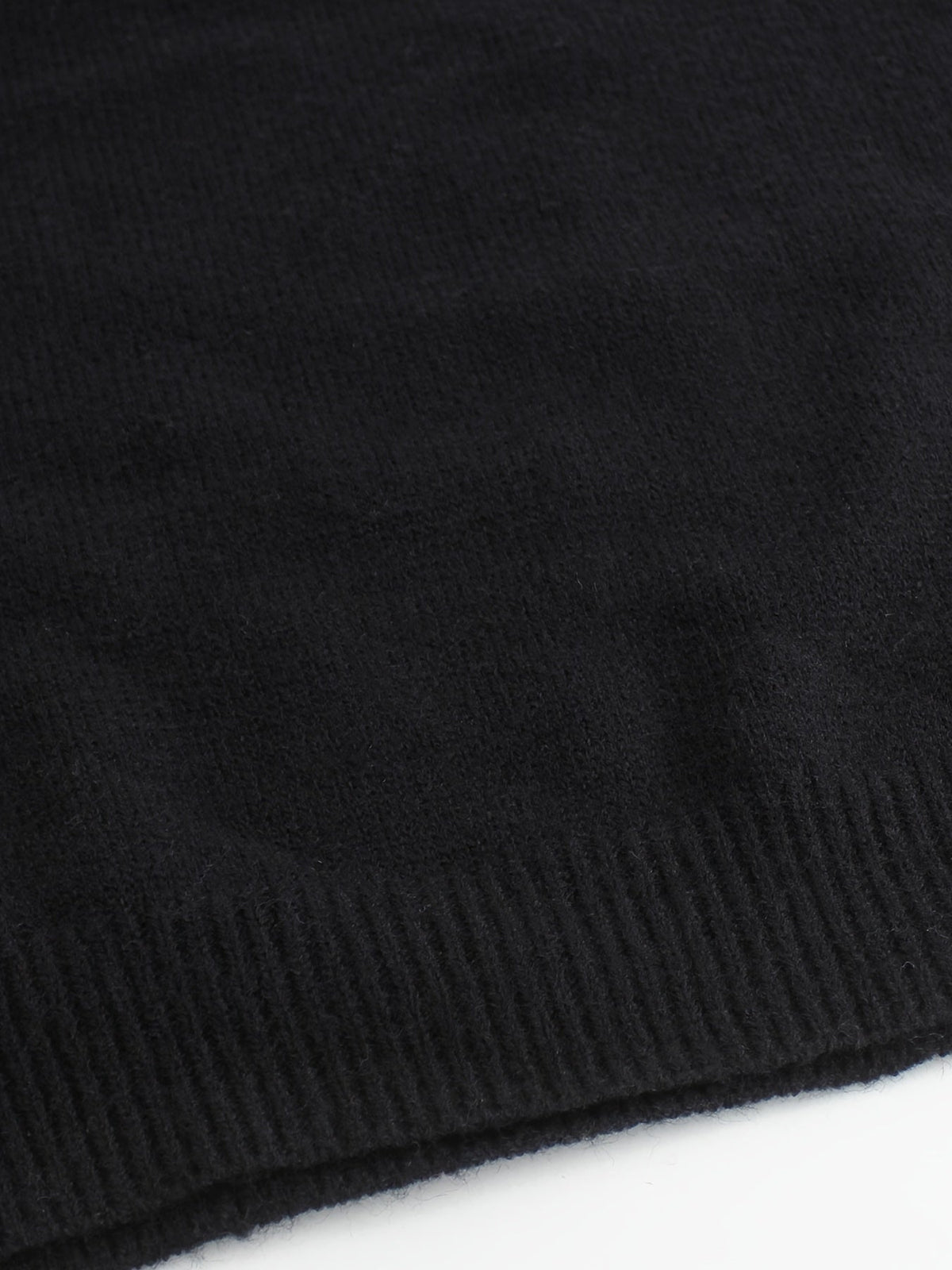 Women's Ribbed Round Neck Sweater with Striped Cuffs