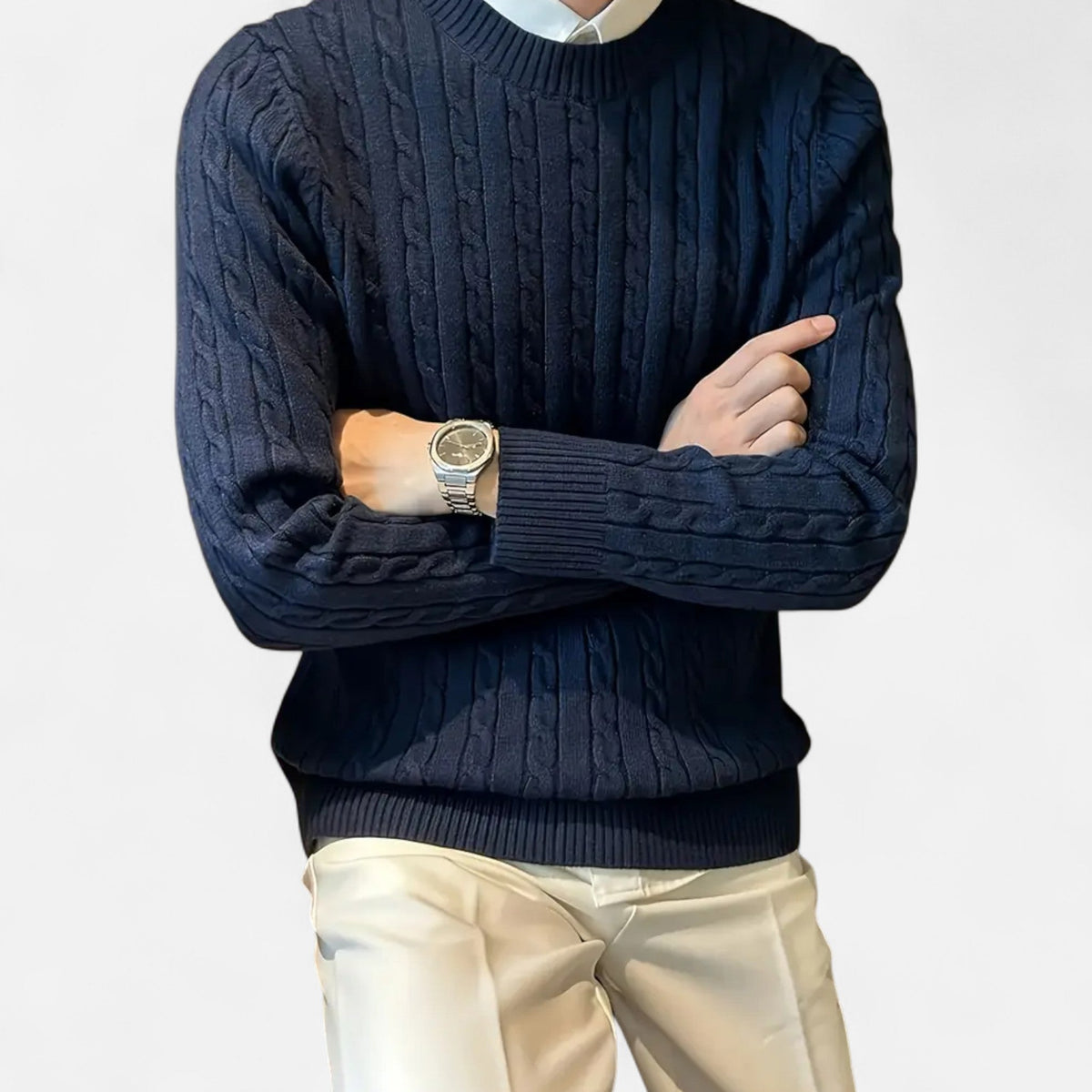 Men's Ribbed Knit Crew Sweater - Gray