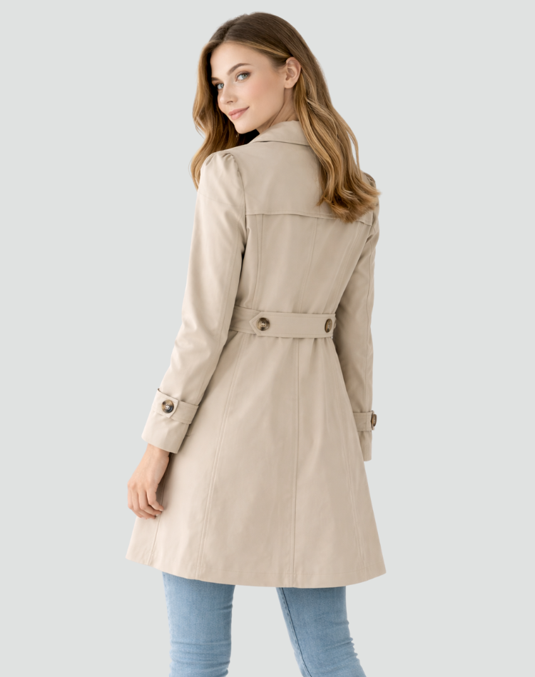 Women's Tailored Mid-Length Lapel Trench Coat