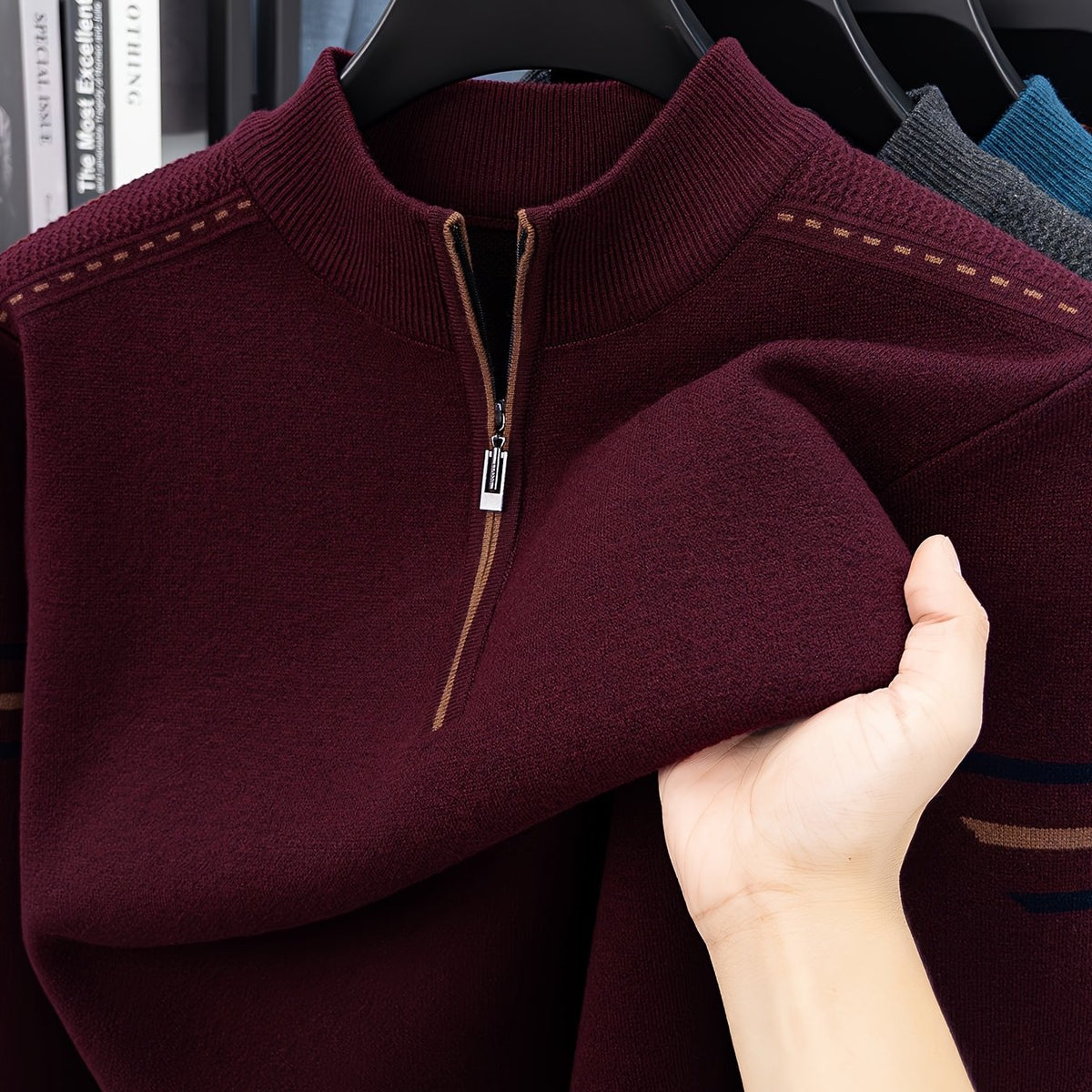 Men's Classic Half-Zip Knit Layering Pullover - Burgundy