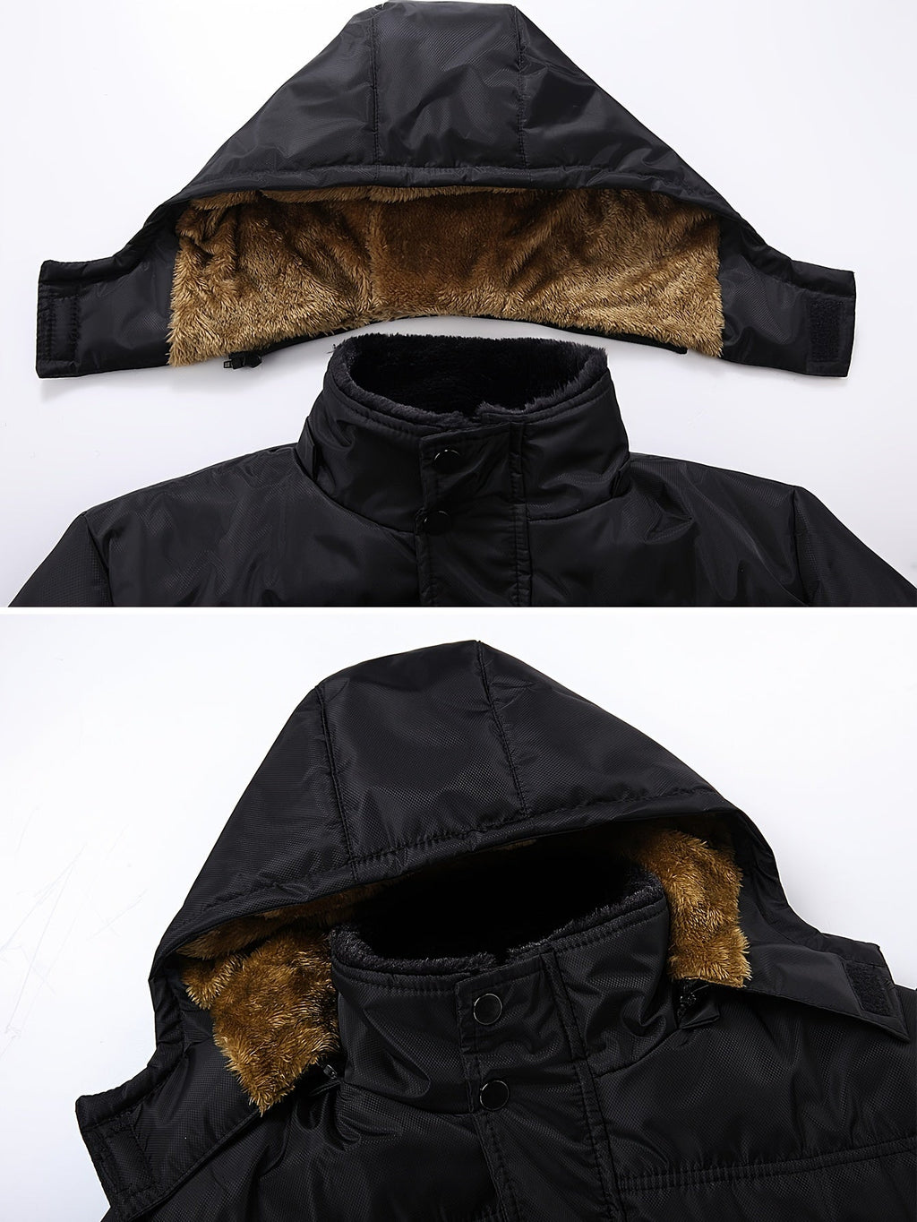Women's Plush-Lined Hooded Winter Coat with Zip Front