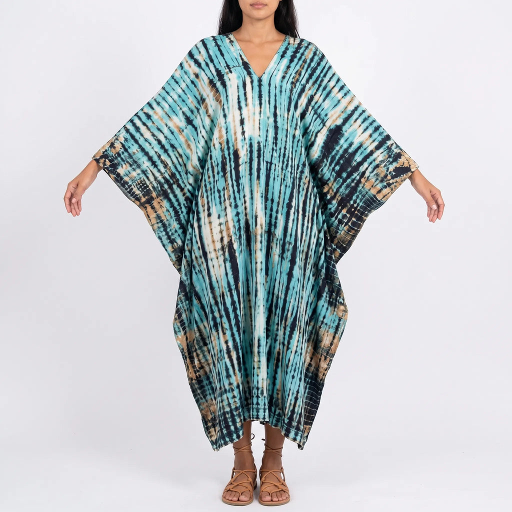 Women's Summer Caftan Maxi Dress - Loose V Neck Casual Boho