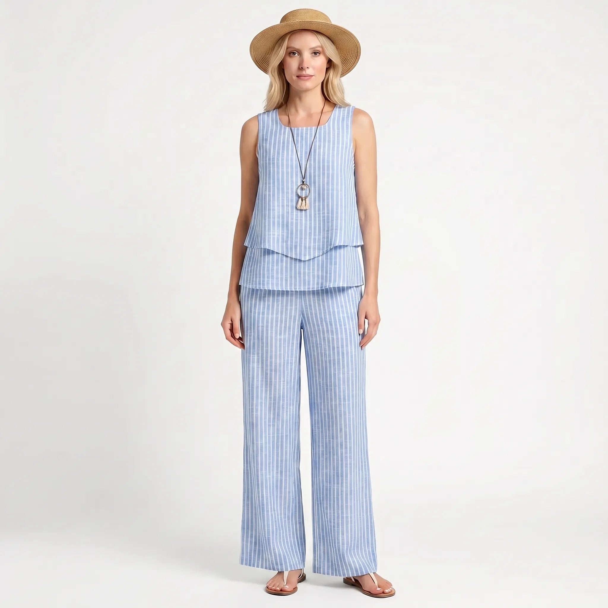 Women's Top and Wide Leg Pants Set