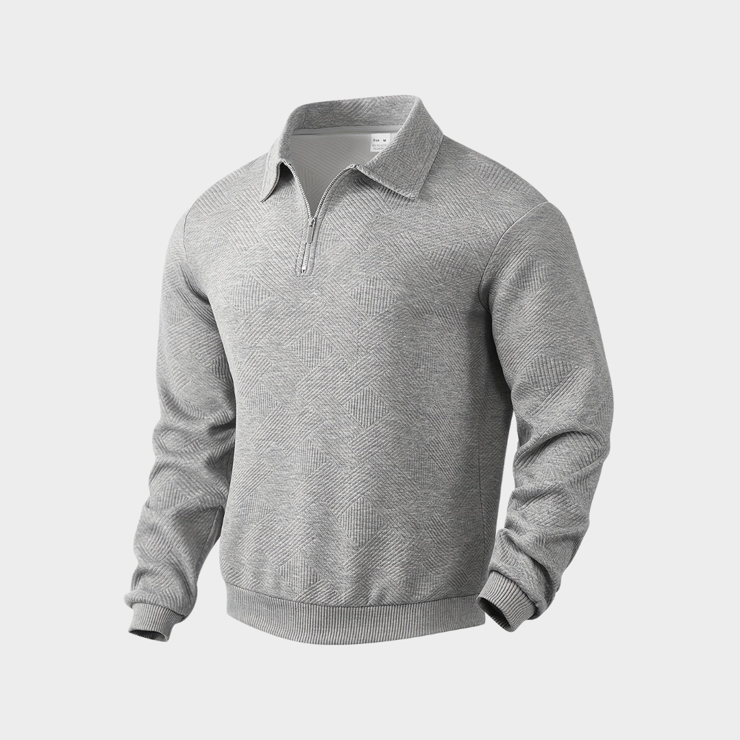 Men's Textured Half-Zip Sweatshirt - Gray