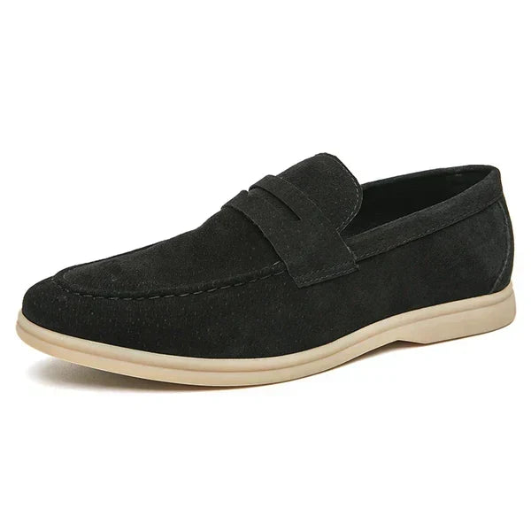 Men's Suede-Look Slip-On Penny Loafers - Black