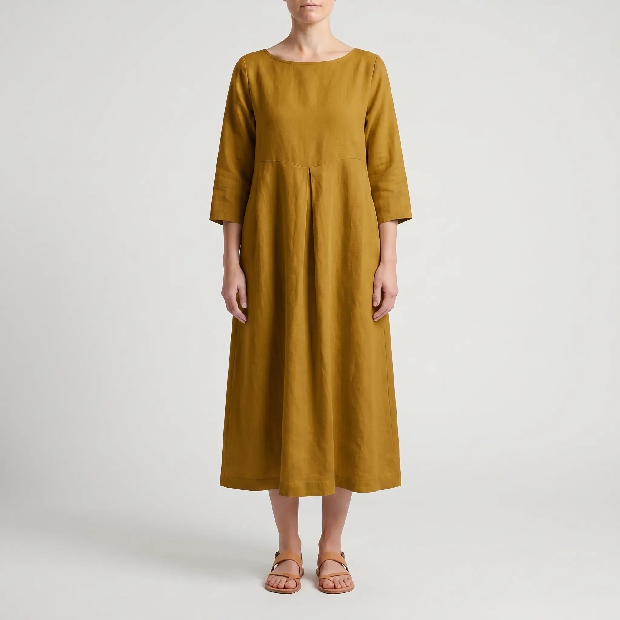 Women's Loose Fit Midi Dress - Swing Dress with Pockets