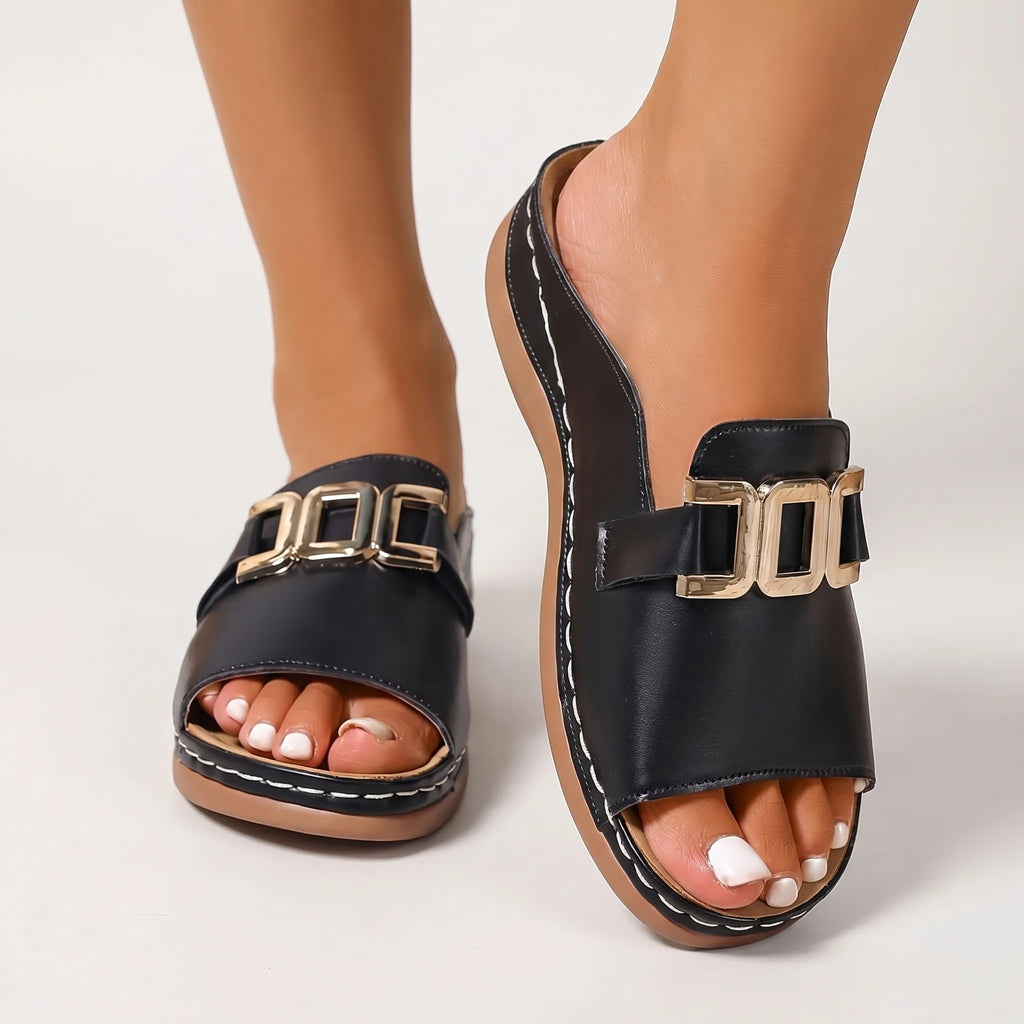 Chain Detail Platform Sandals
