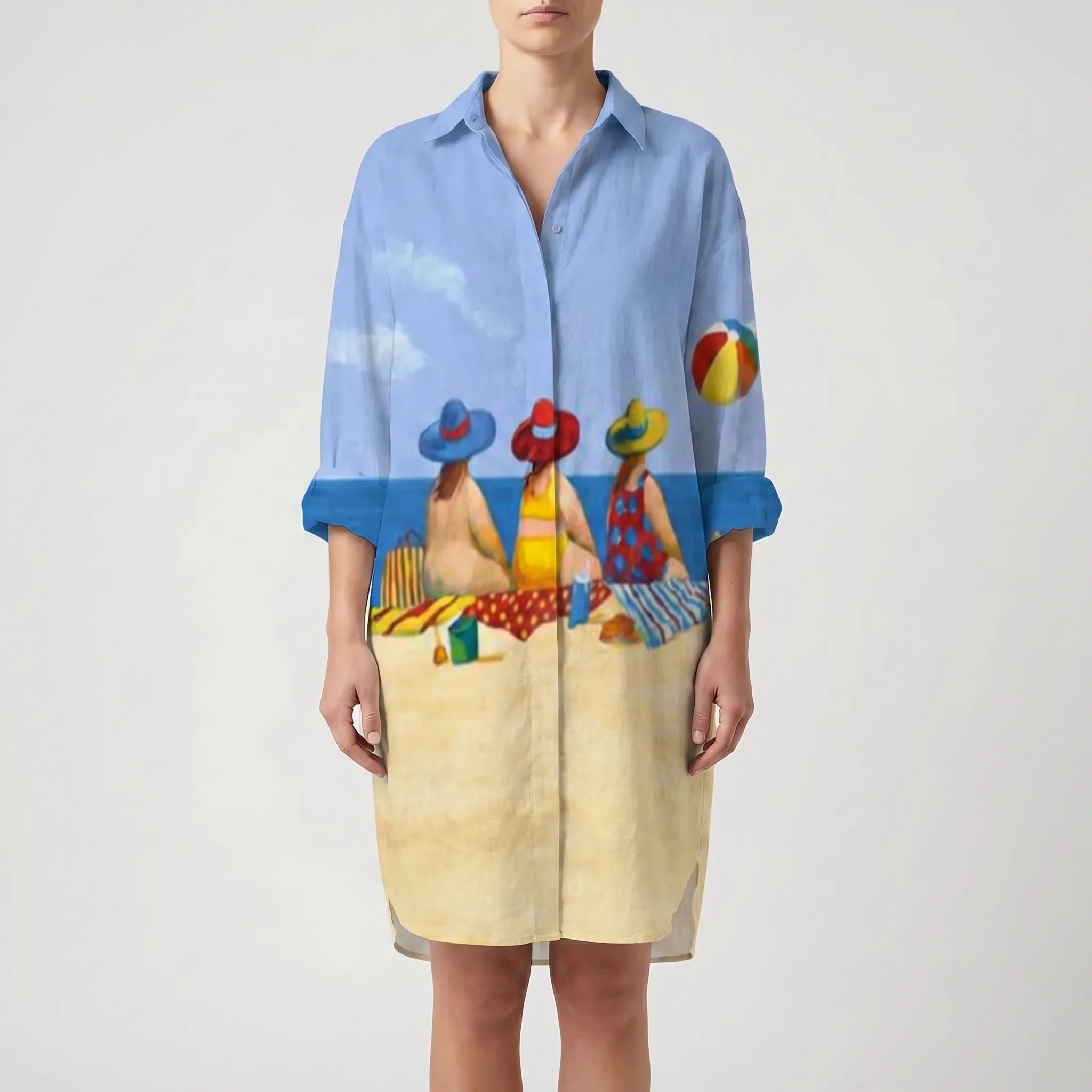 Printed Button-Front Shirt Dress