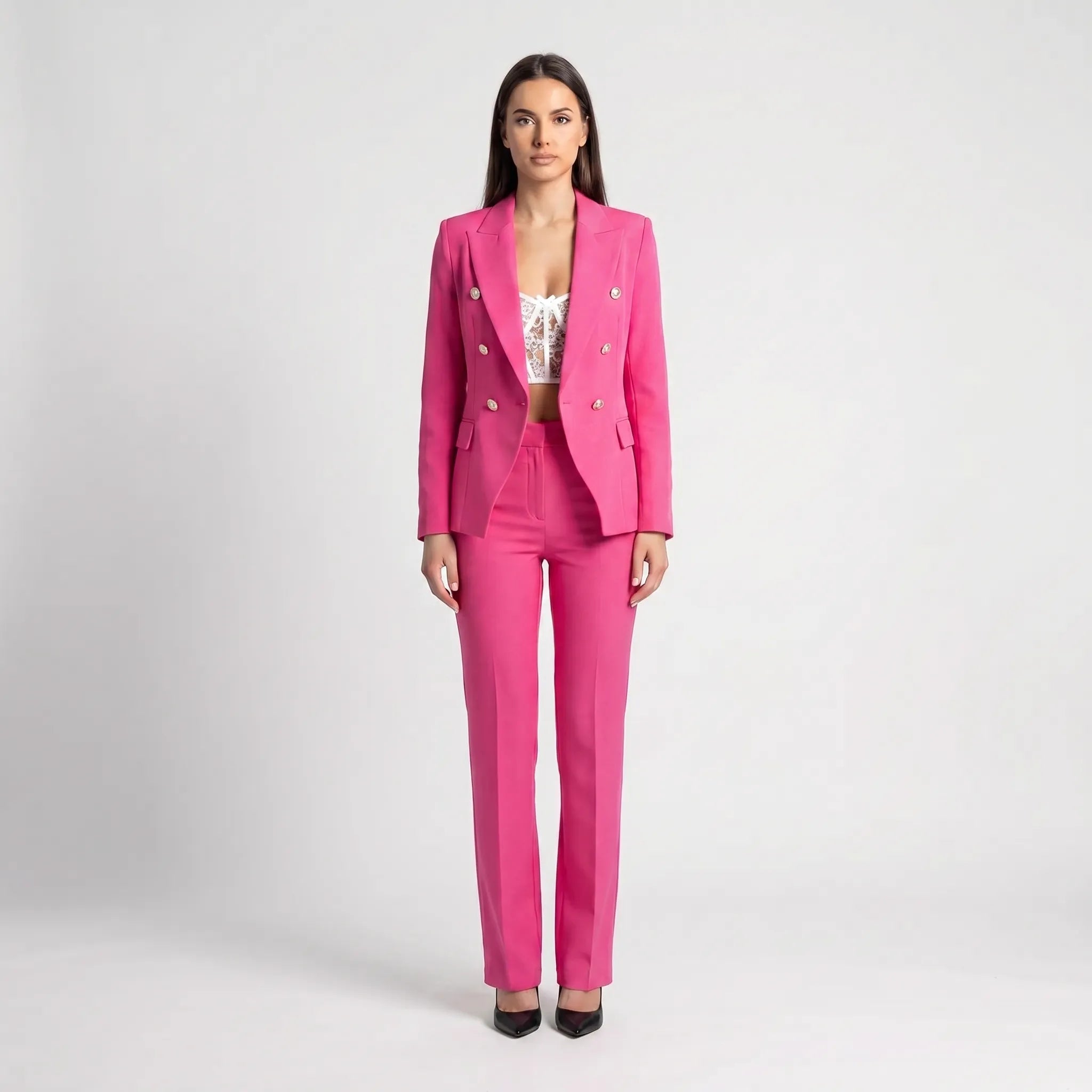 Women's Tailored Blazer and Pants 2 Piece Suit Set