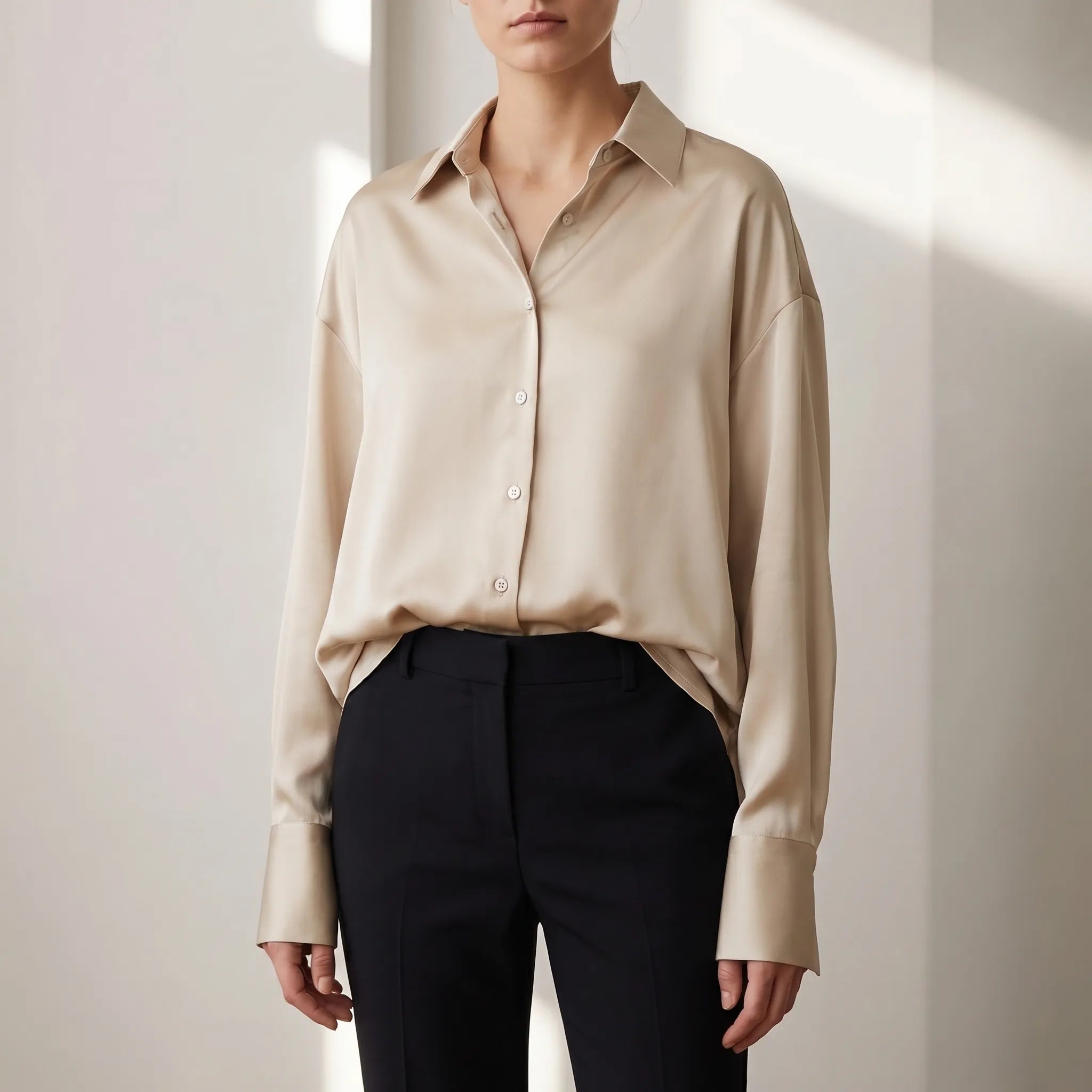 Satin Button Down Blouse