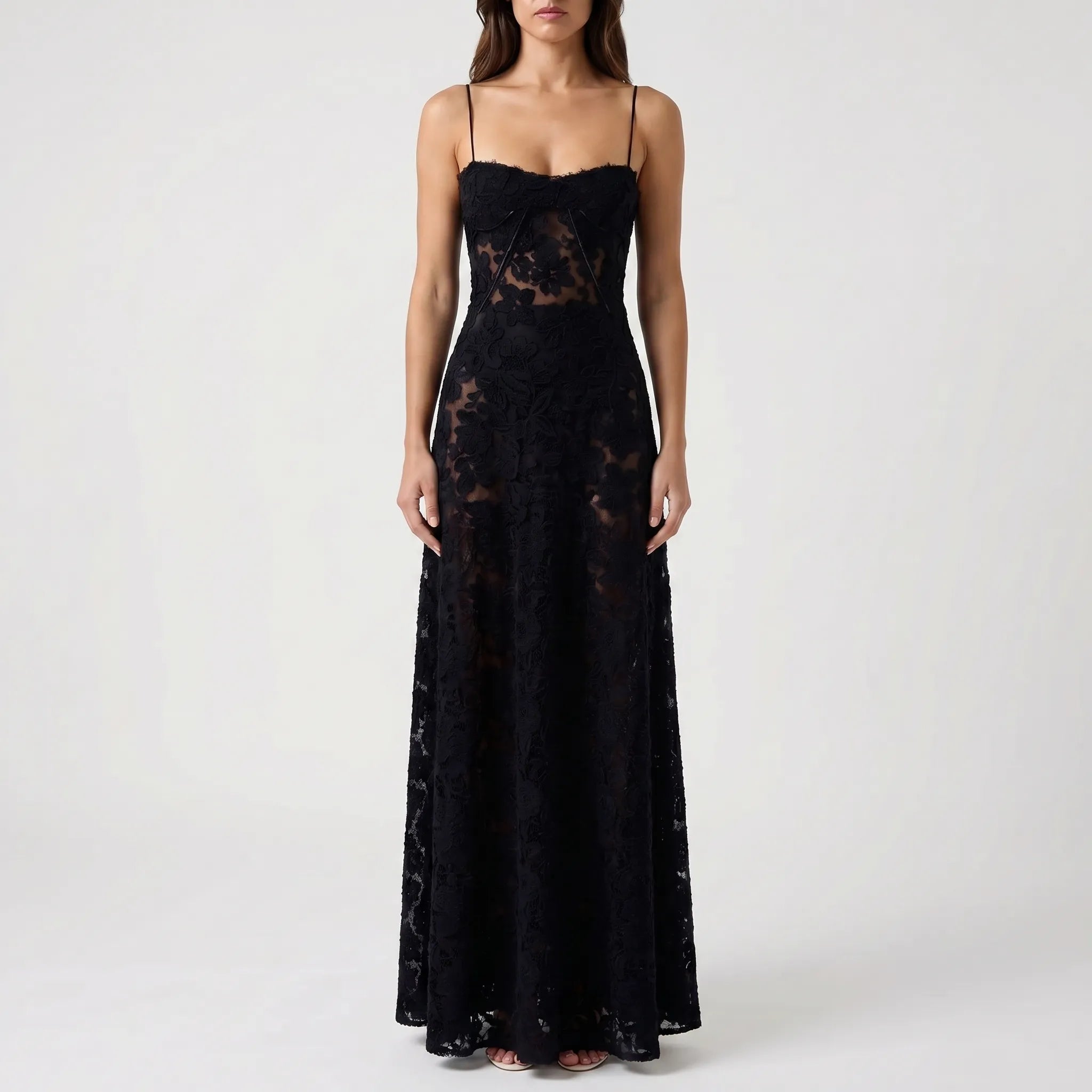 Slip Maxi Dress with Lace-Up Back