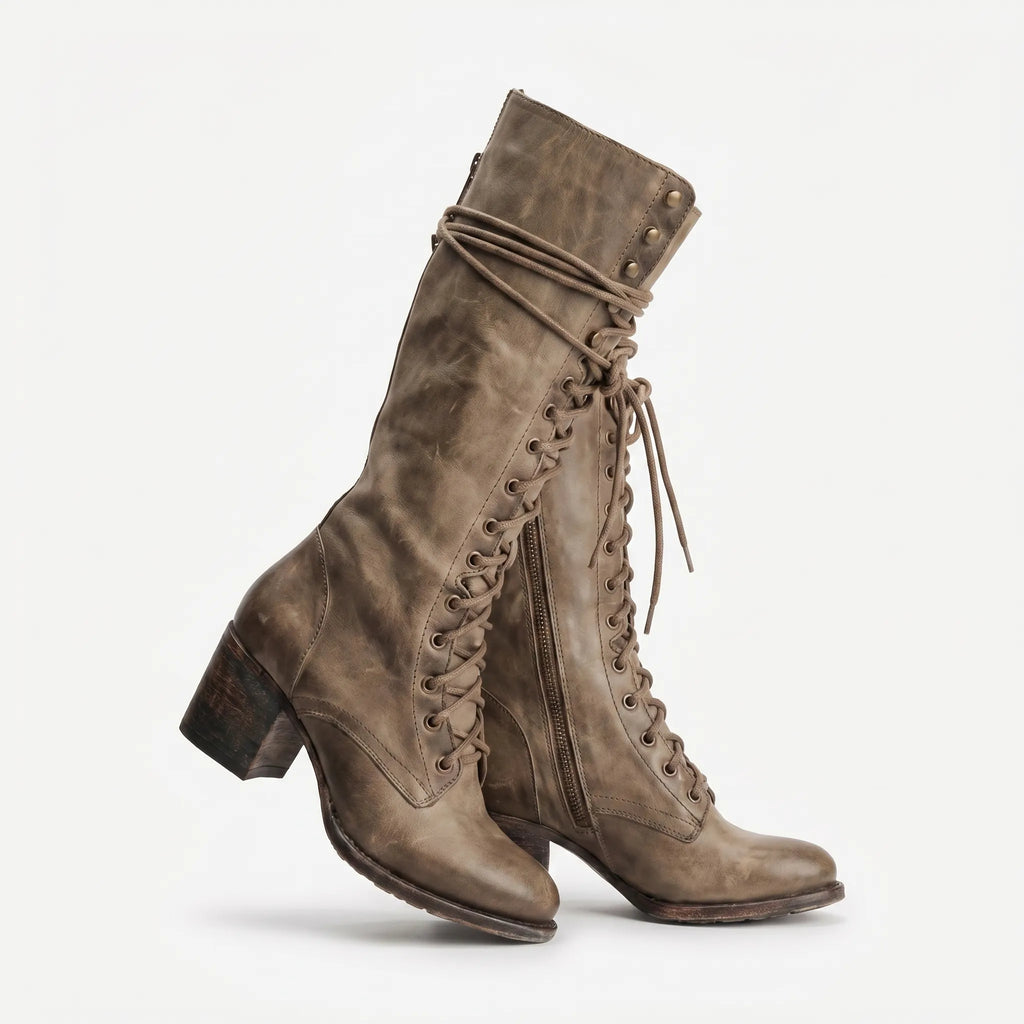 Lace Up Knee High Boots