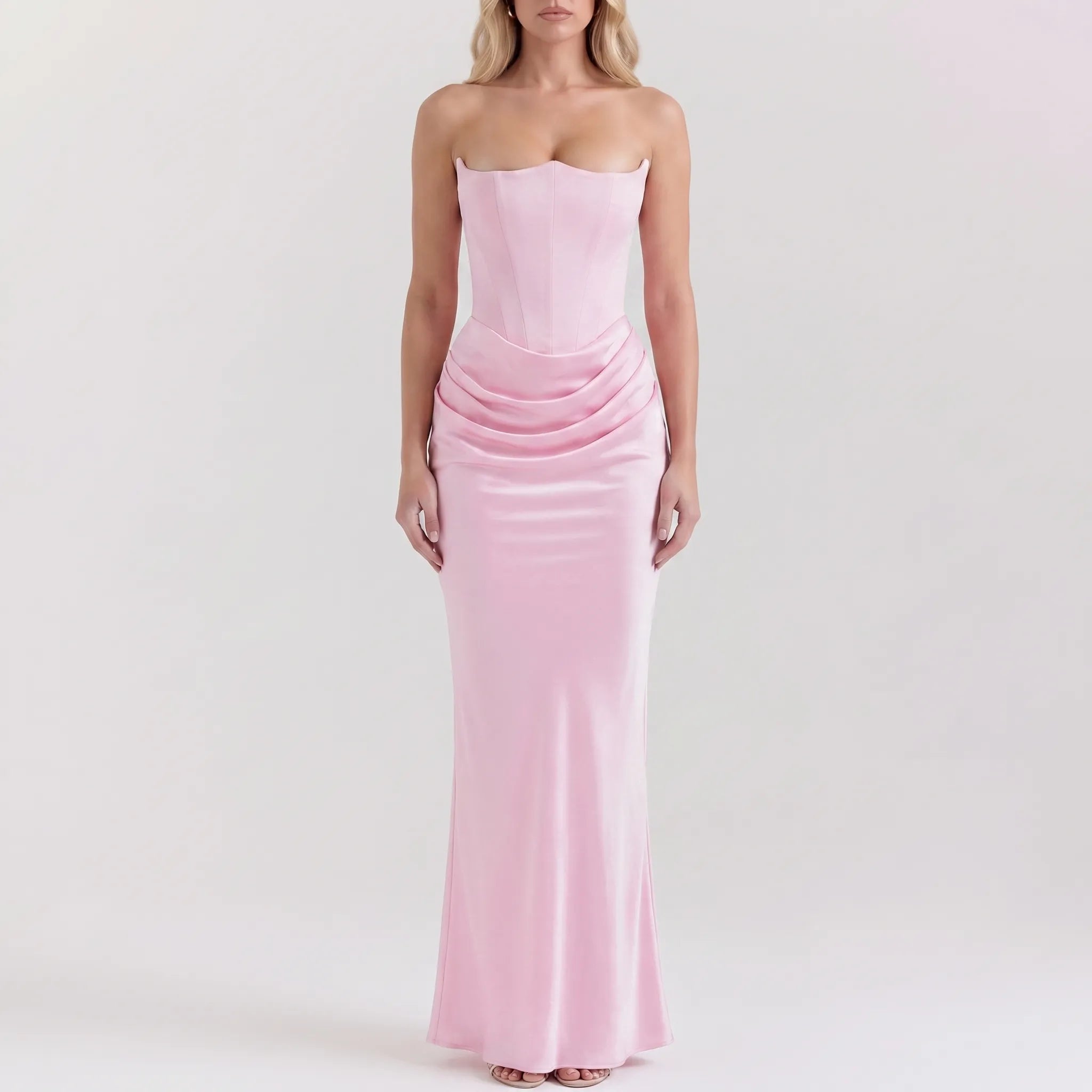 Draped Strapless Maxi Dress