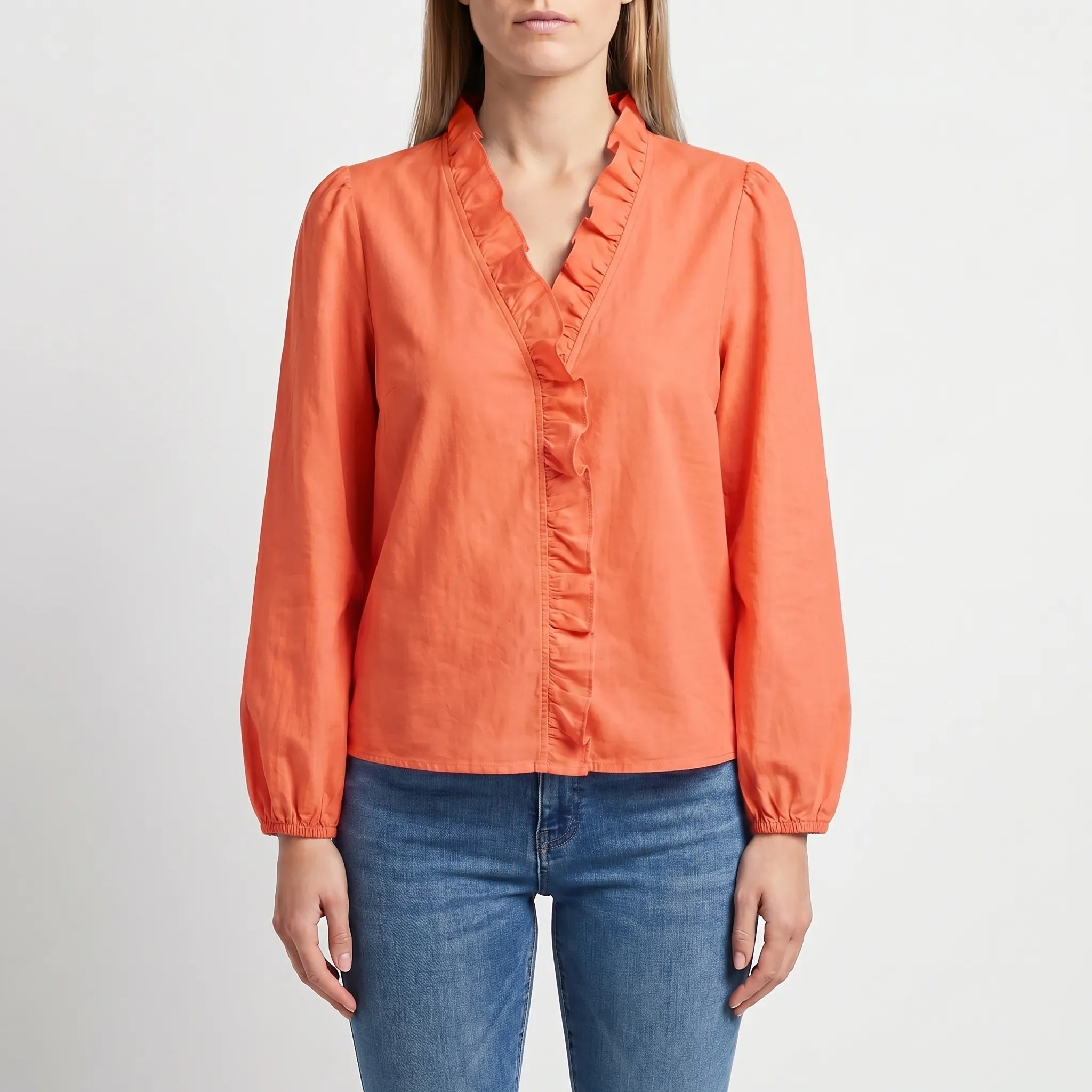 Ruffle V Neck Blouse