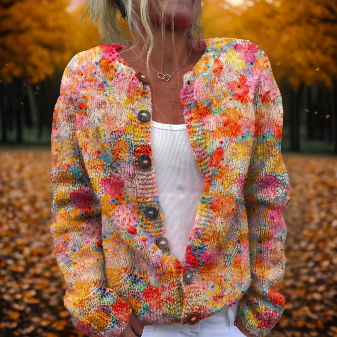 Women's Floral Print Open-Front Cardigan