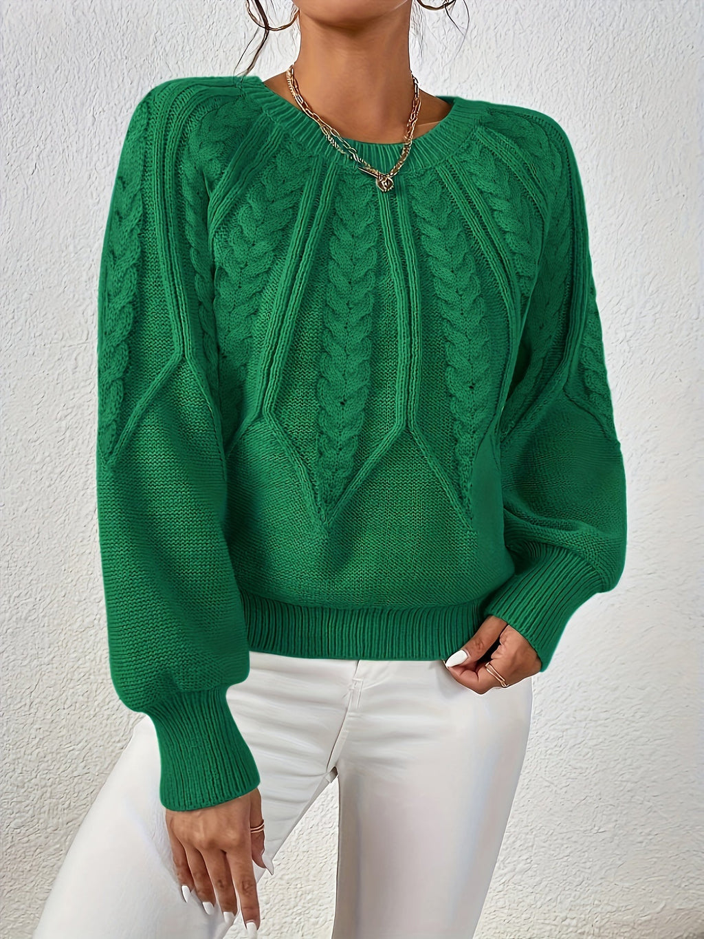 Women's Cable-Knit Lantern Sleeve Sweater