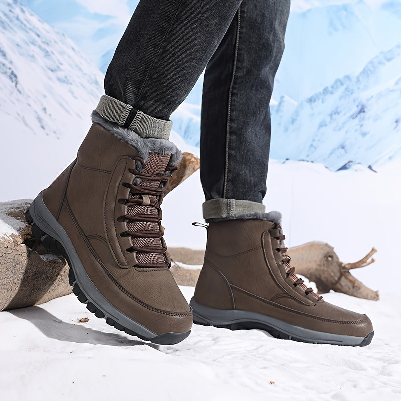 Men's Plush Lined Lace-Up Winter Boots