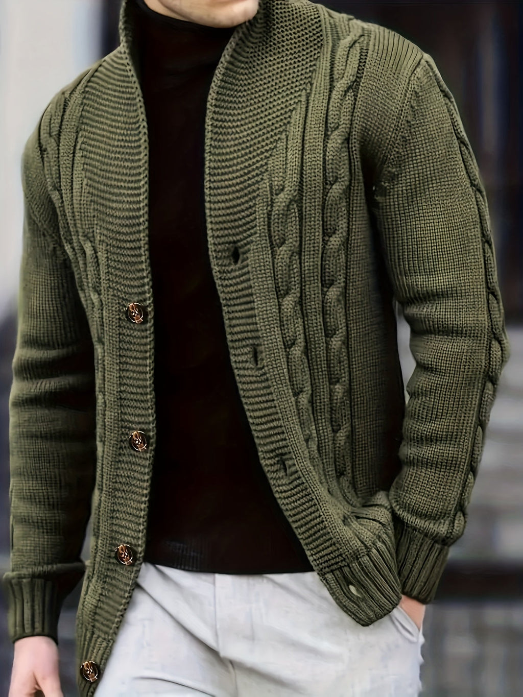 Women's Cable-Knit Button-Front Cardigan