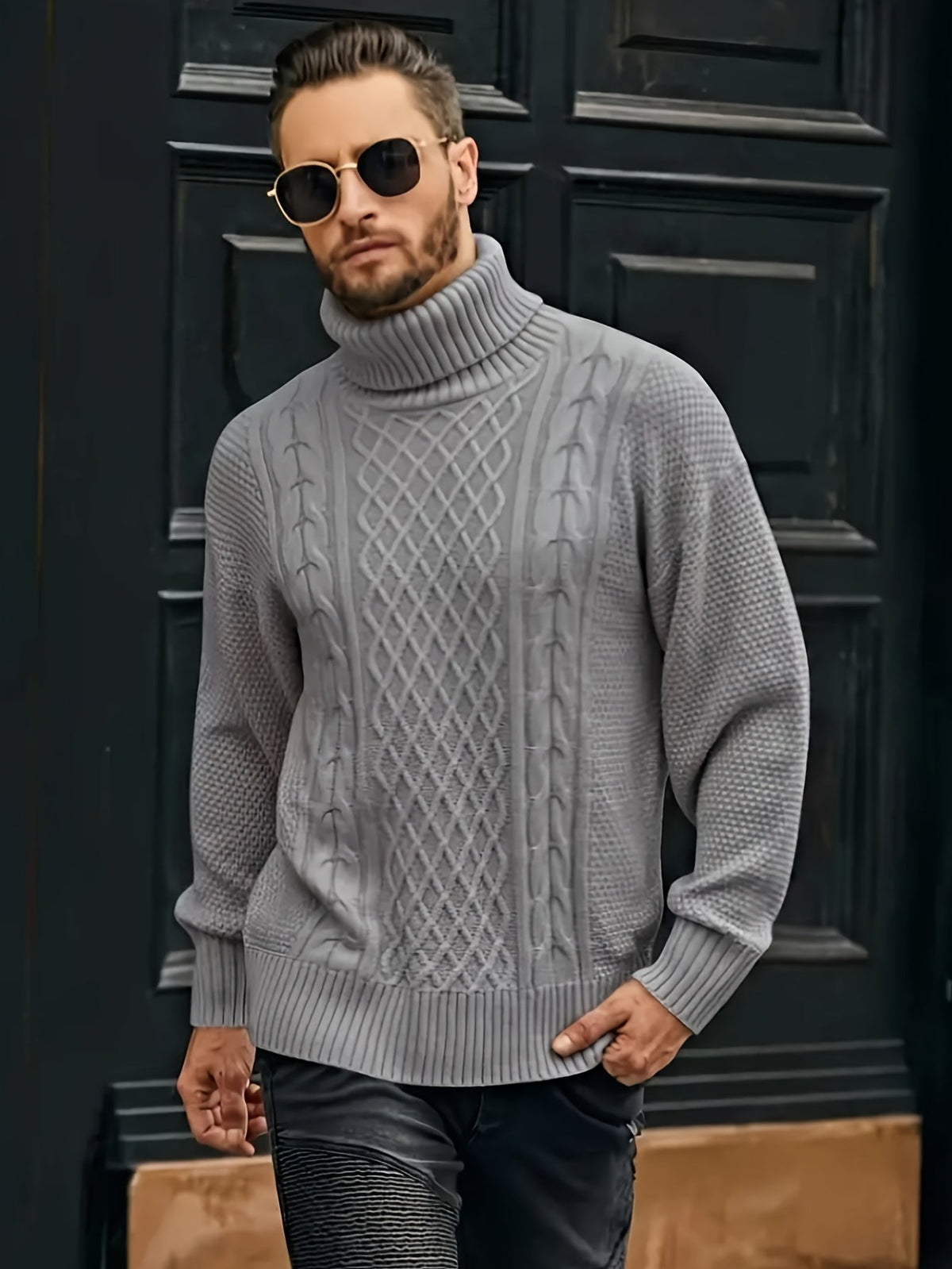 Women's Classic Cable-Knit Turtleneck Sweater in Plus Sizes