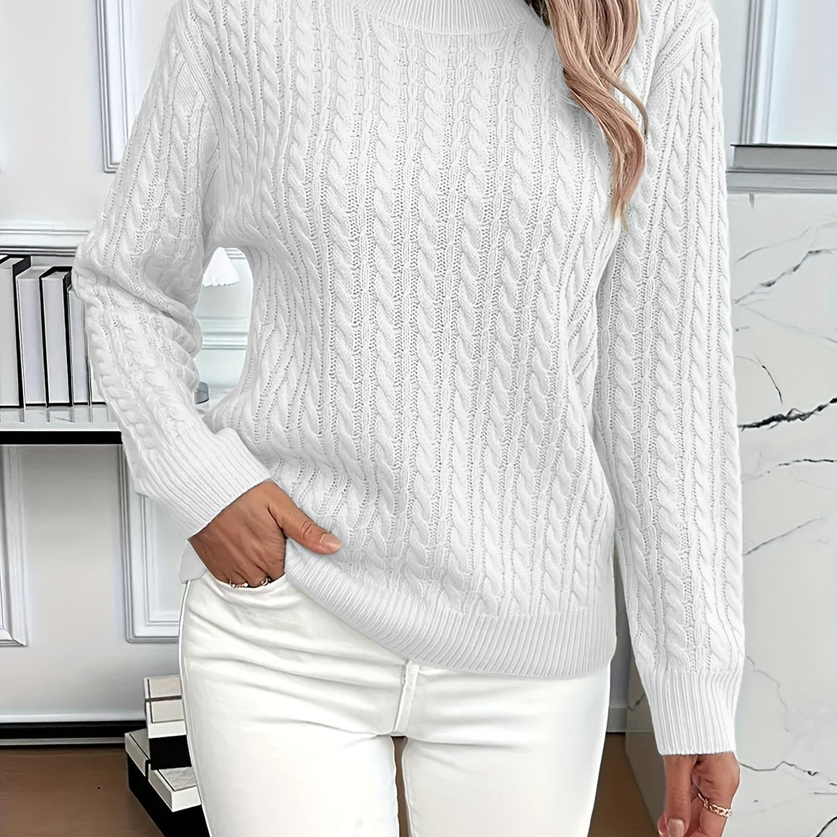 Women's Cable-Knit Relaxed Fit Sweater