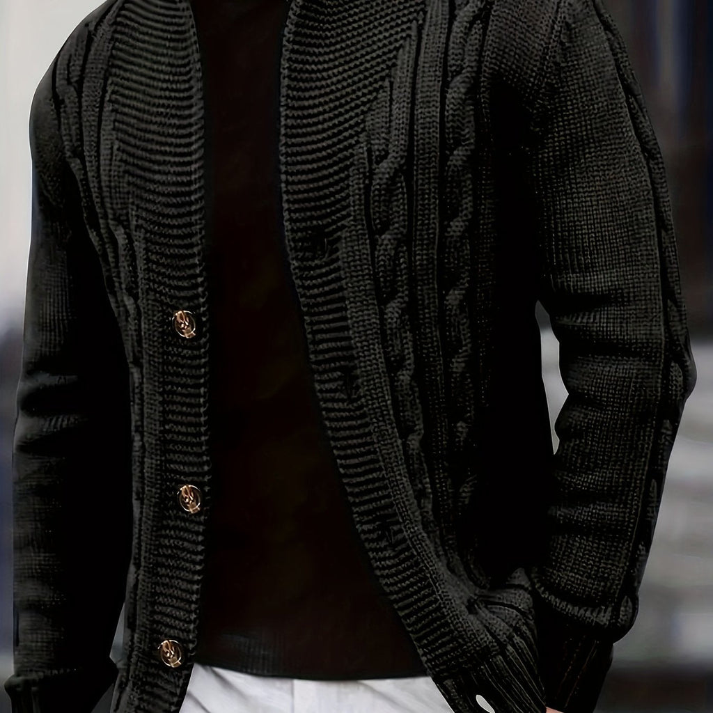 Women's Cable-Knit Button-Front Cardigan - Black