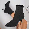 Women's Stretch Pointed-Toe Ankle Boots - Black