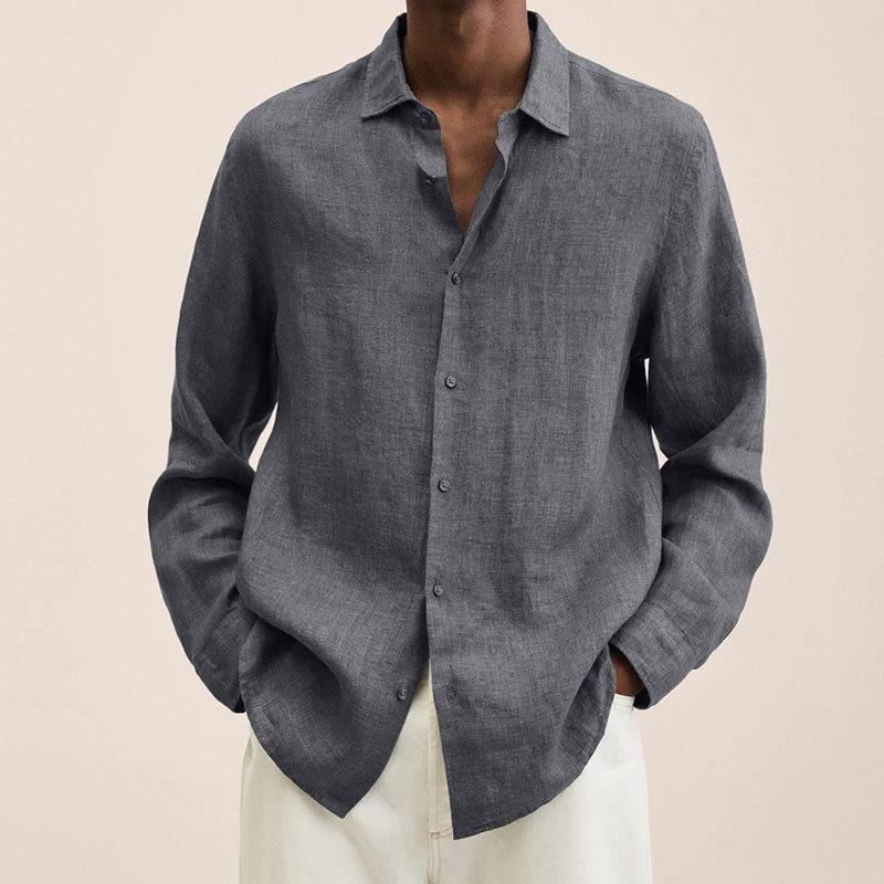 Men's Long-Sleeve Button-Up Shirt - Gray