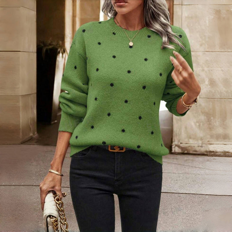 Women's Dot Print Lightweight Knit Sweater