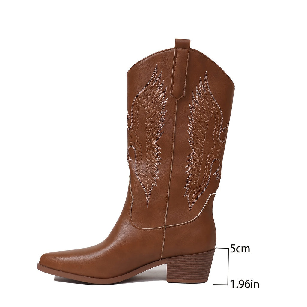 Women's White Wide Calf Western Cowboy Boots