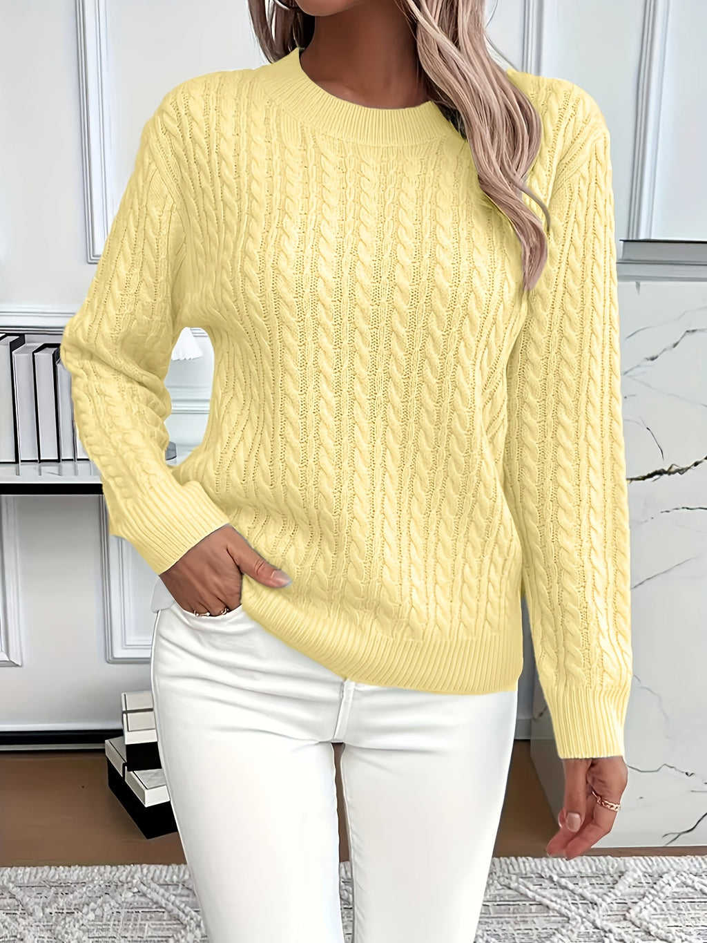 Women's Cable-Knit Relaxed Fit Sweater