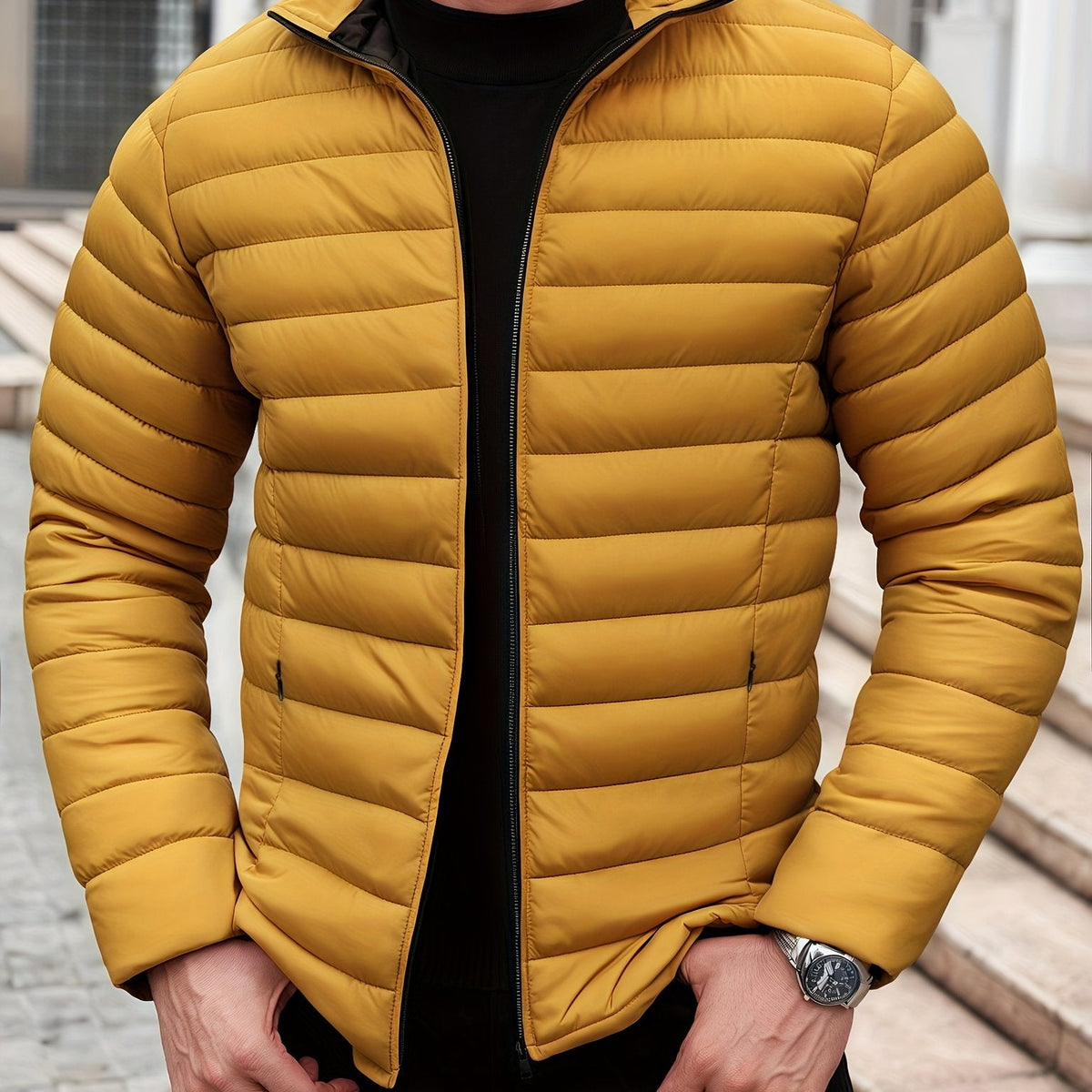 Men's Lightweight Quilted Jacket - Yellow