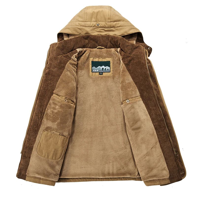 Men's Weather-Resistant Fleece-Lined Multi-Pocket Parka