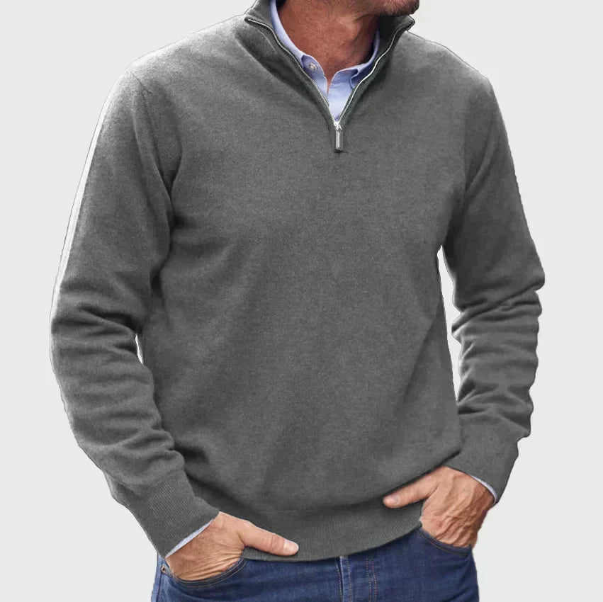 Men's Quarter-Zip Sweater - Gray