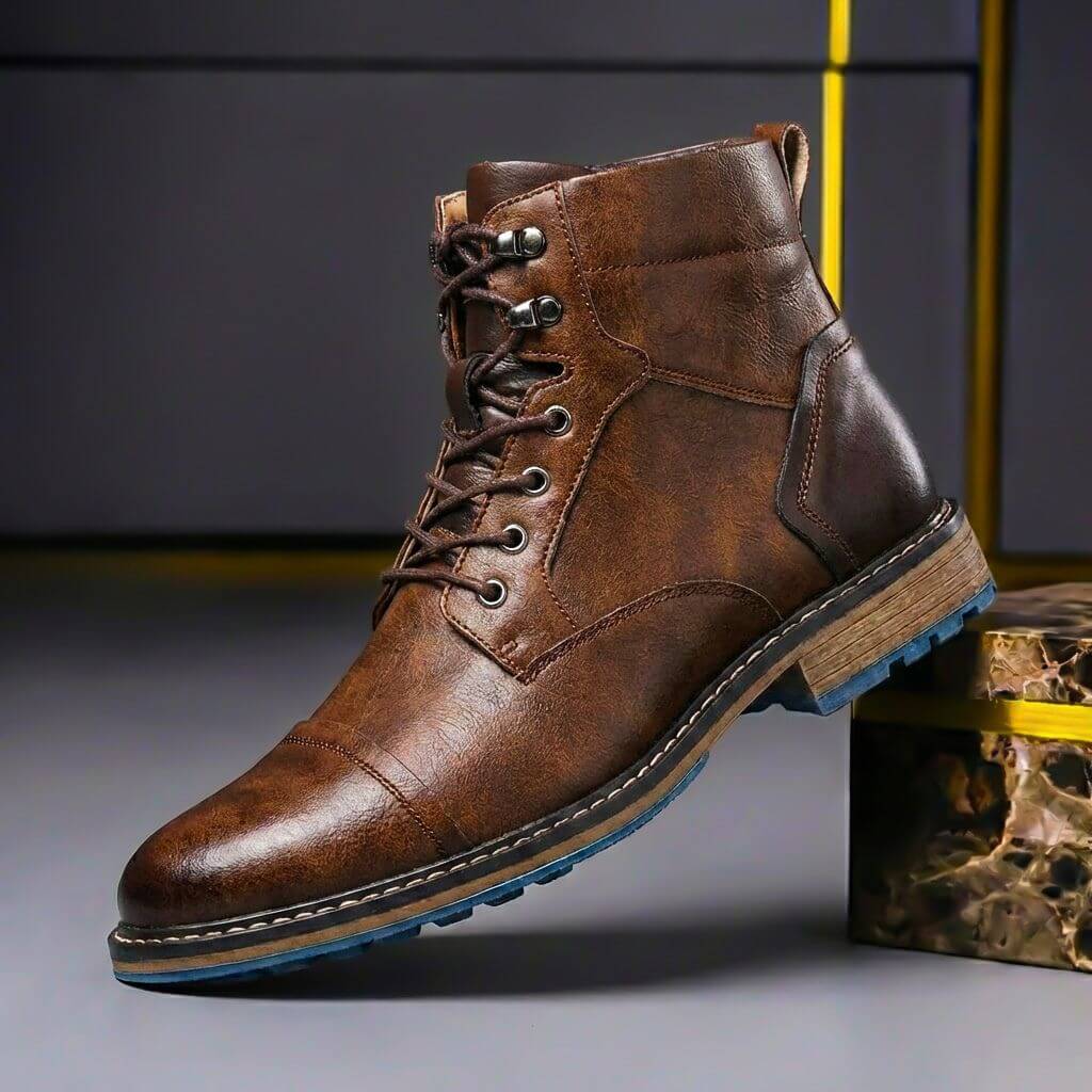 Men's Leather Cap-Toe Boots