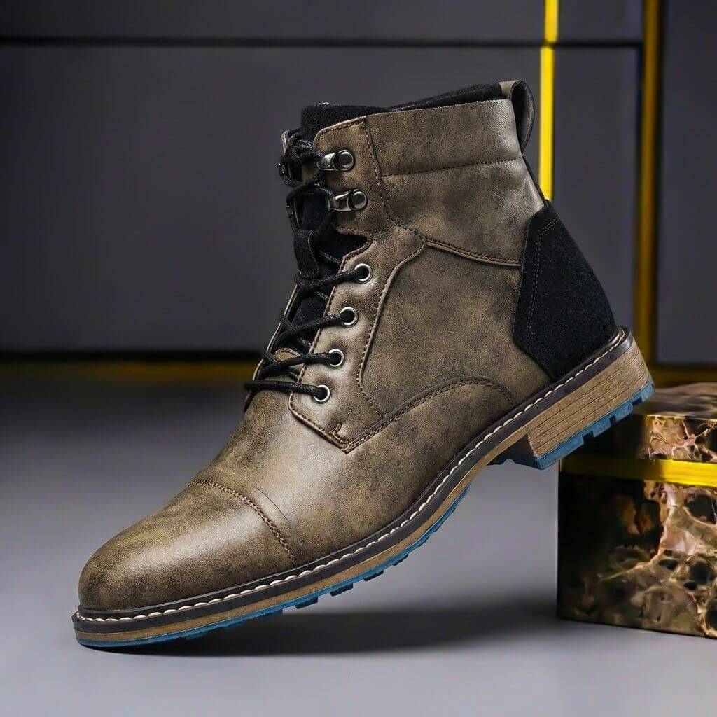 Men's Leather Cap-Toe Boots