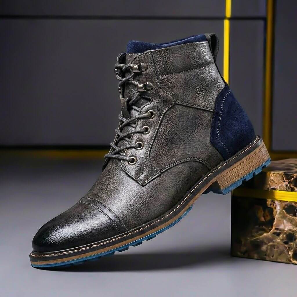Men's Leather Cap-Toe Boots