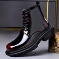 Men's Leather Lace-Up Derby Boots - Black/Red
