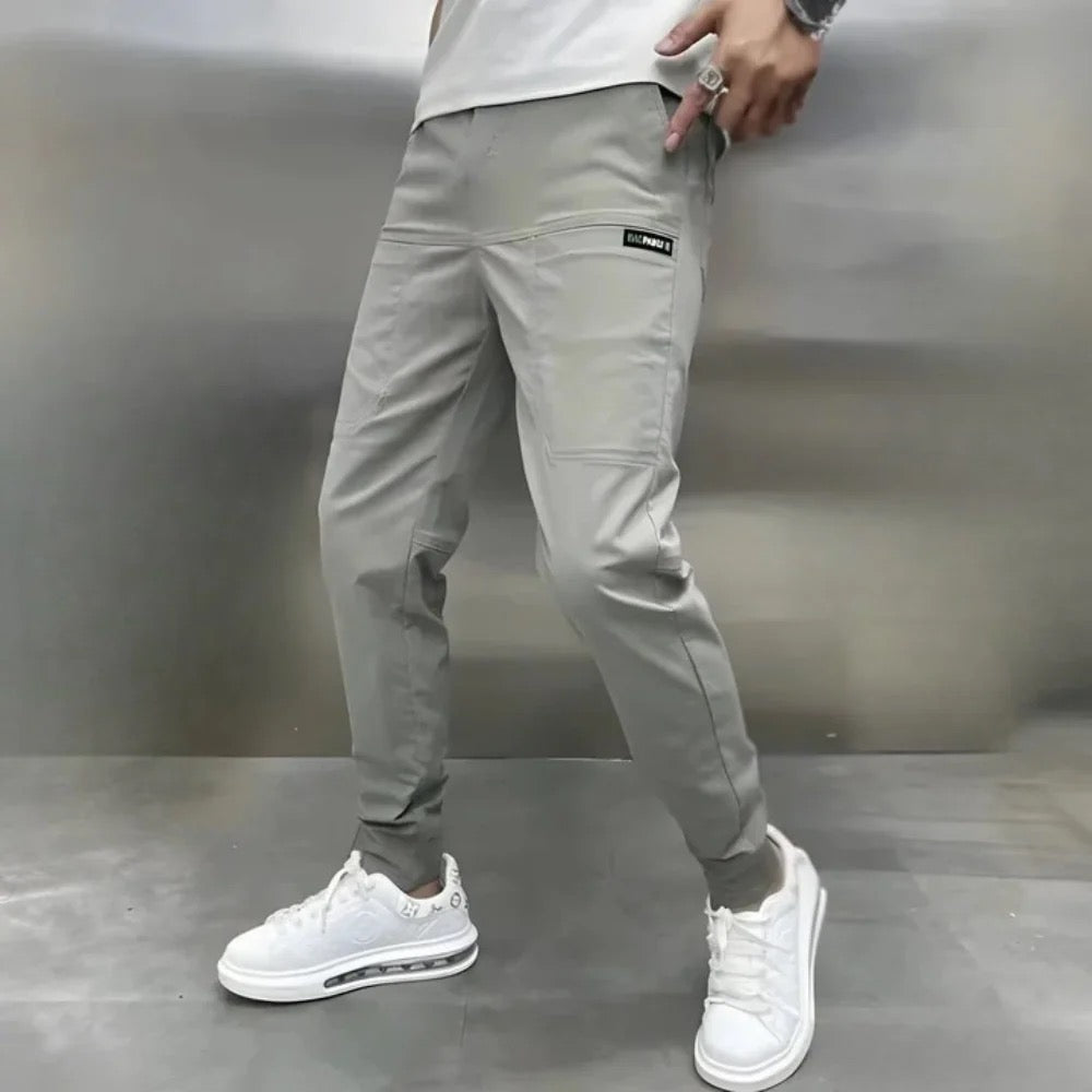 Men's Slim Tapered Cargo Joggers - Light Gray